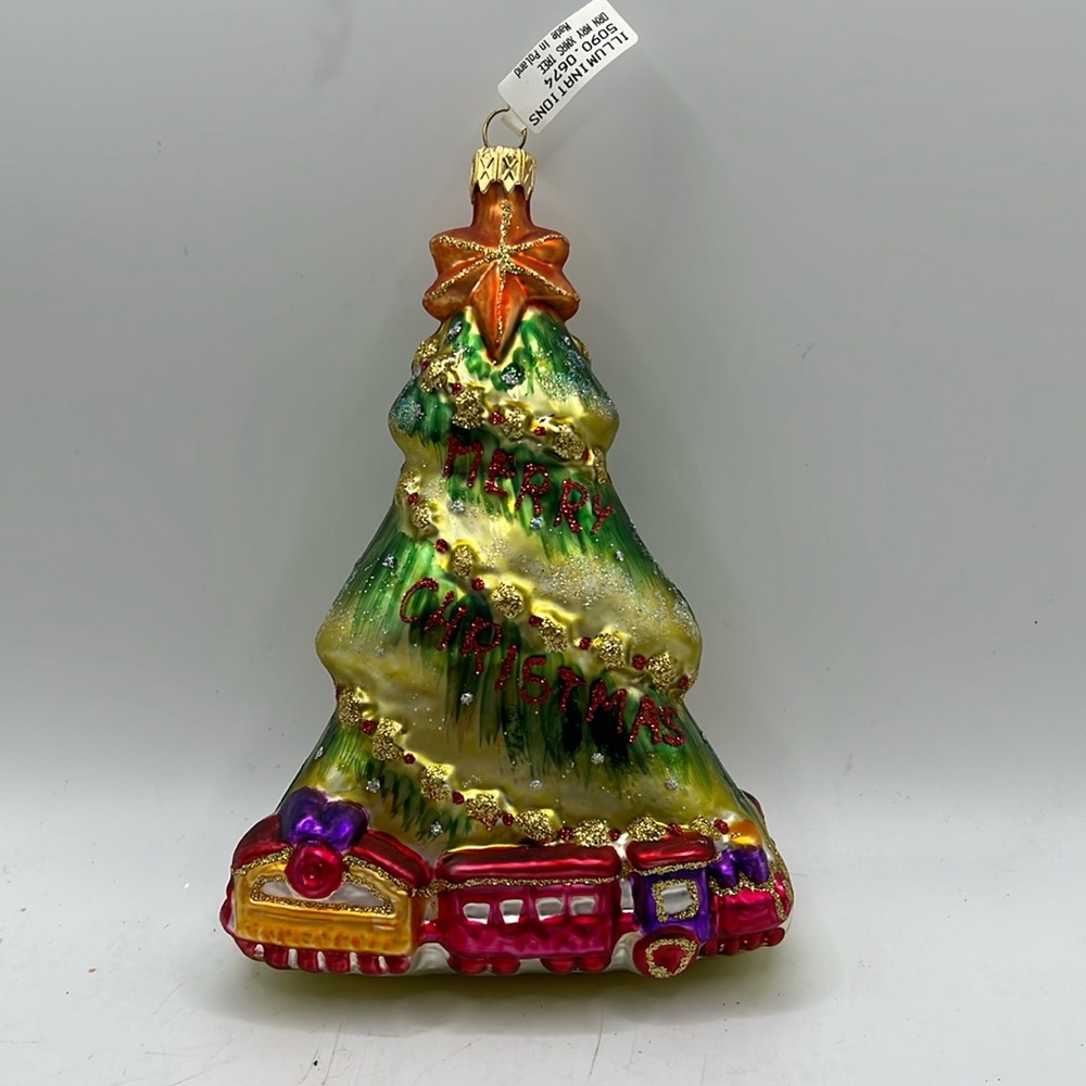 Vintage Illuminations Glass Merry Christmas Tree Ornament Collectible Decor